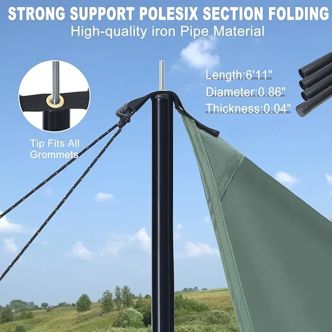 Camping Tarp, 14 X 12FT Tarp with 2 Poles, Waterproof & Lightweight Tent Tarp Car Awning, UV UPF50  Rain Fly Sun Shelter Can Used with Hammock in Outdoor, Garden and Backpacking