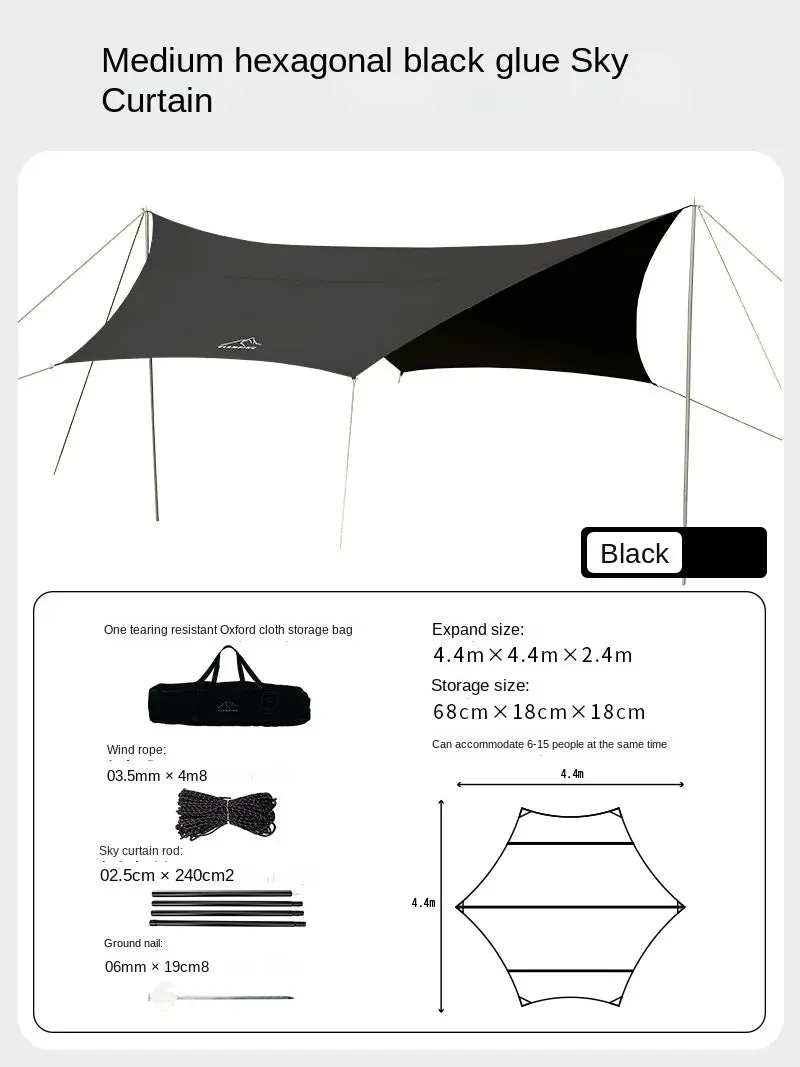 Camping Tarp Tent, Vinyl Canopy Beach Sun Shelter, Waterproof Awning, Picnic Supplies