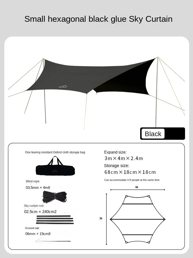 Camping Tarp Tent, Vinyl Canopy Beach Sun Shelter, Waterproof Awning, Picnic Supplies