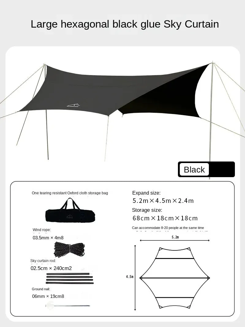 Camping Tarp Tent, Vinyl Canopy Beach Sun Shelter, Waterproof Awning, Picnic Supplies