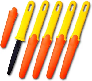 CANARY Cardboard Cutter with Sheath, 7.5" Safe Box Opener/Box Cutter Tool [Non-Stick Coated Blade], Serrated Japanese Stainless Steel Blade, Made in Japan (Bulk Pack of 5)