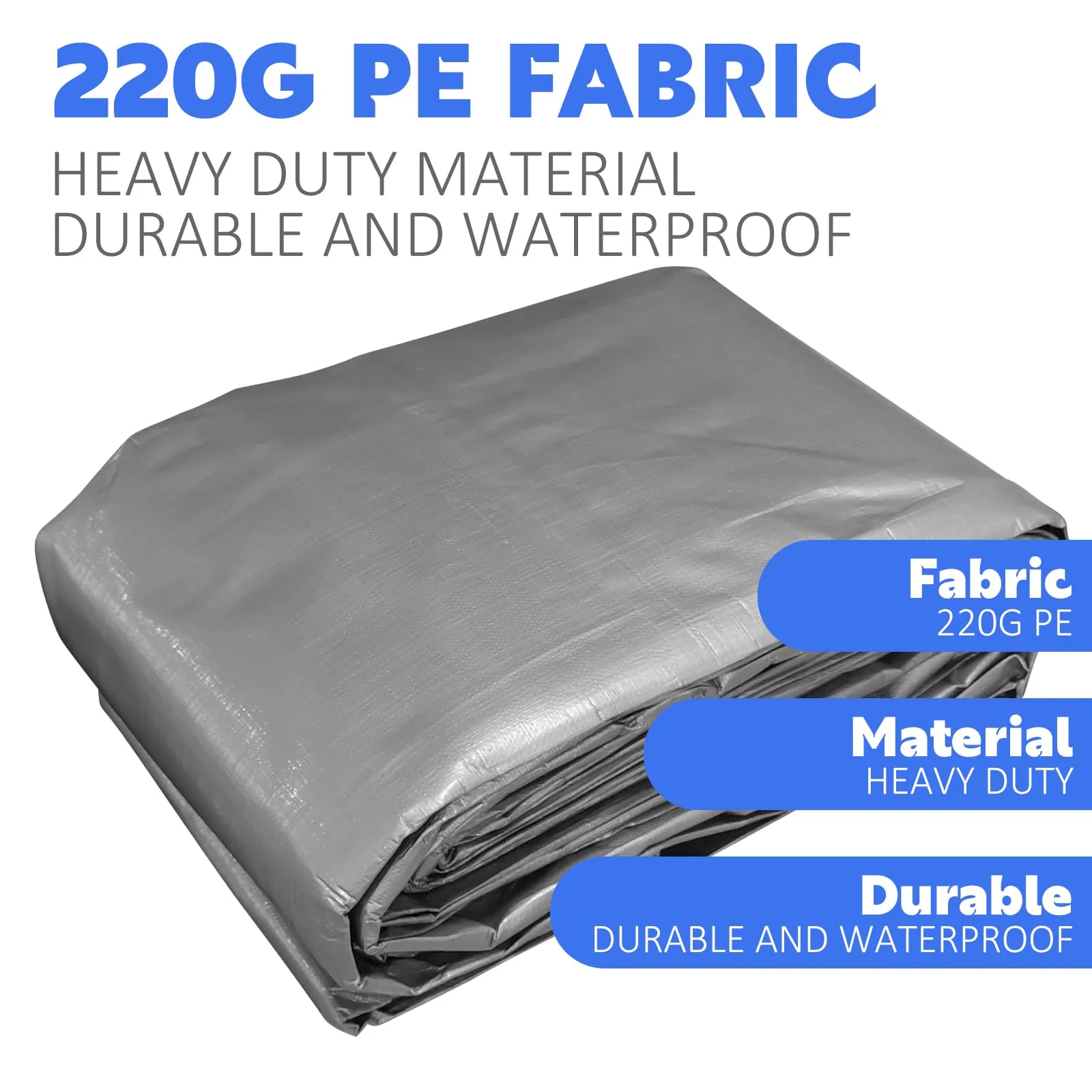 Canopy Tarp Replacement Cover for 12' x 20' Carport Frame, 200G Heavy Duty Replacement Top Cover for Car Garage, Waterproof & UV Protected Tarp with 50 Ball Bungees (Only Cover), Grey