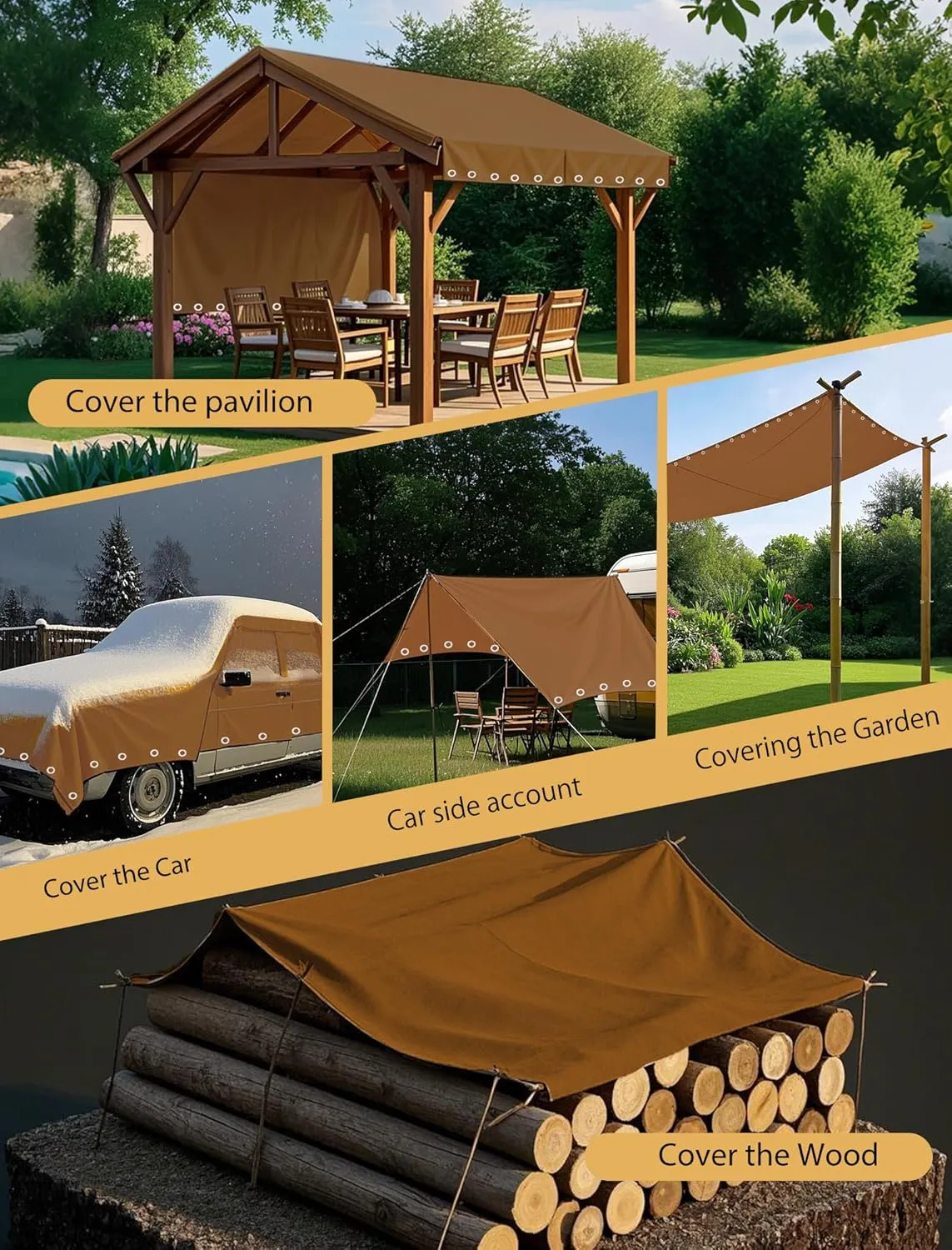 Canvas Tarp 16x20ft 22Mil Water-Resistant Tarps with Aluminum Grommets, 14OZ UV-Resistant Tarpaulin,Heavy-Duty Multi-Use Cloth Covers for Wood/Car/Roof/Boat/Camp/Canopy