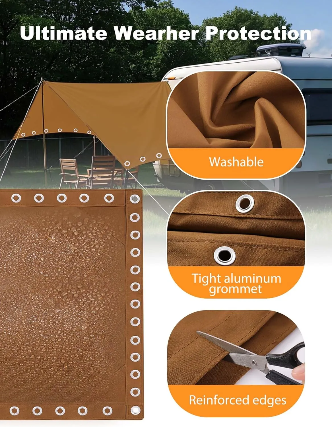 Canvas Tarp 16x20ft 22Mil Water-Resistant Tarps with Aluminum Grommets, 14OZ UV-Resistant Tarpaulin,Heavy-Duty Multi-Use Cloth Covers for Wood/Car/Roof/Boat/Camp/Canopy