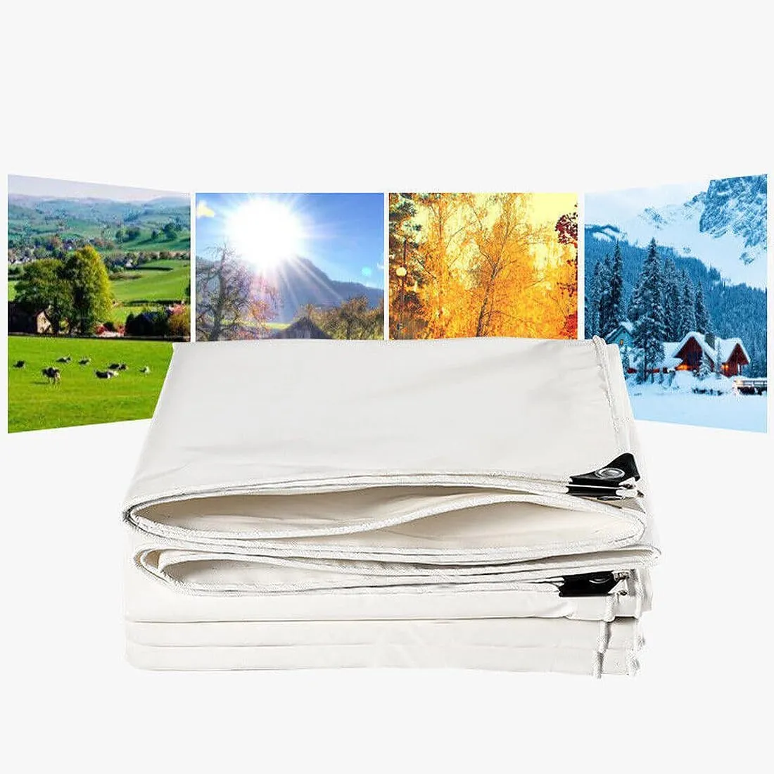 Canvas Tarps 16 oz, 20' x 20' Heavy Duty Waterproof Tarpaulin Cover Outdoor, UV Resistant, Rustproof Grommets, Multi-Purpose Cloth Tarp for Canopy Tent, Roof, Camping, Woodpile, White