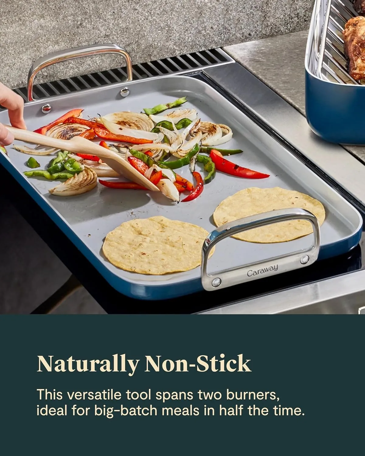 Caraway Double Burner Griddle - 19x12” Griddle Pan - Non-Stick Ceramic Coated - Non Toxic, PTFE & PFOA Free - Oven Safe & Compatible with All Stovetops - Cream