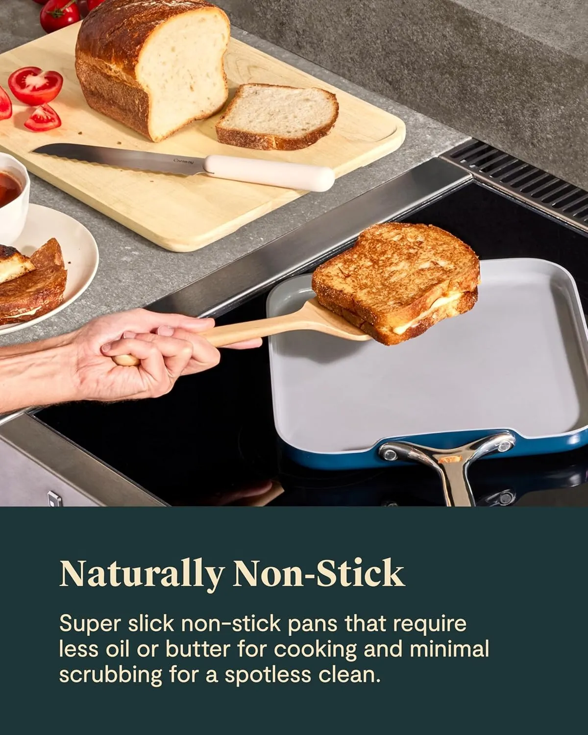Caraway Square Cookware Set - Square Pans Set - Perfect for Griddling, Toasting, Searing, Roasting, and More - Non-Stick Ceramic Coated Pans - Non Toxic, PTFE & PFOA Free - Marigold