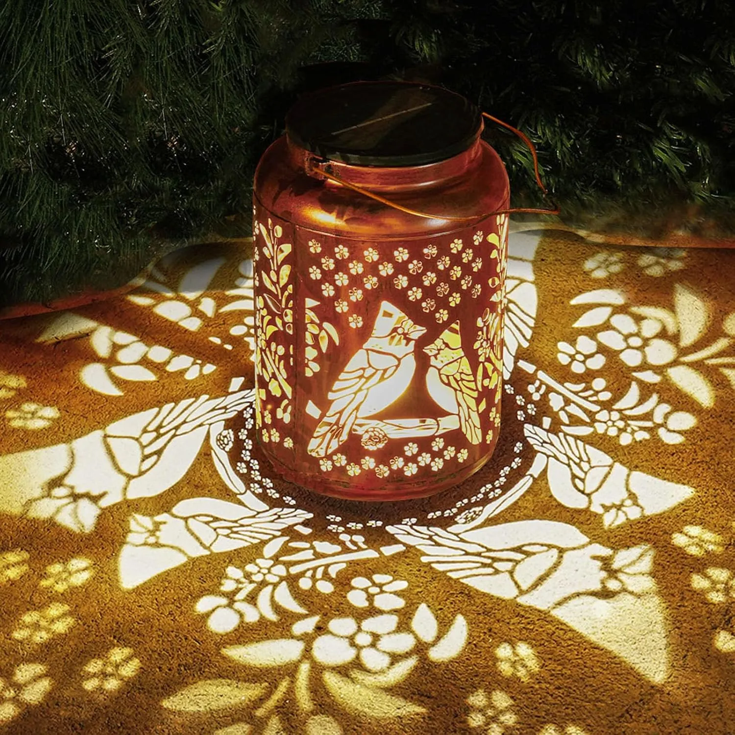 Cardinal Solar Lanterns Outdoor Waterproof, 14.6'' Large Lamps, Upgraded 2000mAH Battery, Metal Christmas Gift, Birthday Gifts for Women Mom Grandma, Garden Yard Patio Lawn Pathway Decor