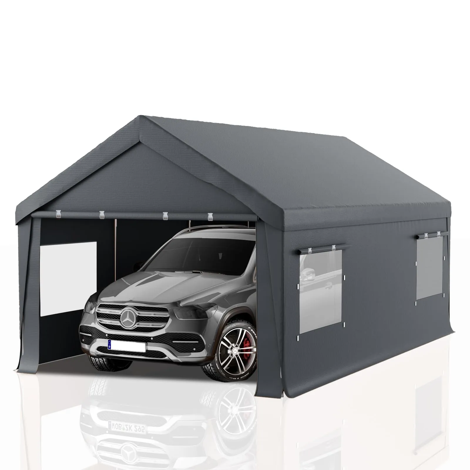 Carport 10x20 Heavy Duty Portable Garage,Carport Canopy with Roll-Up Windows & Doors,Portable Garages and Shelters with Removable Sidewalls,Car Tent Garage with All-Season Tarp for Tractor Truck BIK