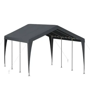 Carport 10x20 Heavy Duty Portable Garage,Galvanized Frame Carport Canopy,Portable Garages and Shelters with 8 Leg&4 Wind Rope,Car Tent Garage with All-Season Tarp for Boat Truck Bike,Without Sidewall