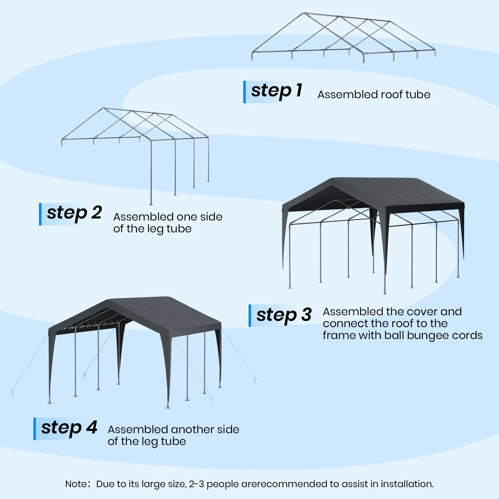 Carport 10x20 Heavy Duty Portable Garage,Galvanized Frame Carport Canopy,Portable Garages and Shelters with 8 Leg&4 Wind Rope,Car Tent Garage with All-Season Tarp for Boat Truck Bike,Without Sidewall