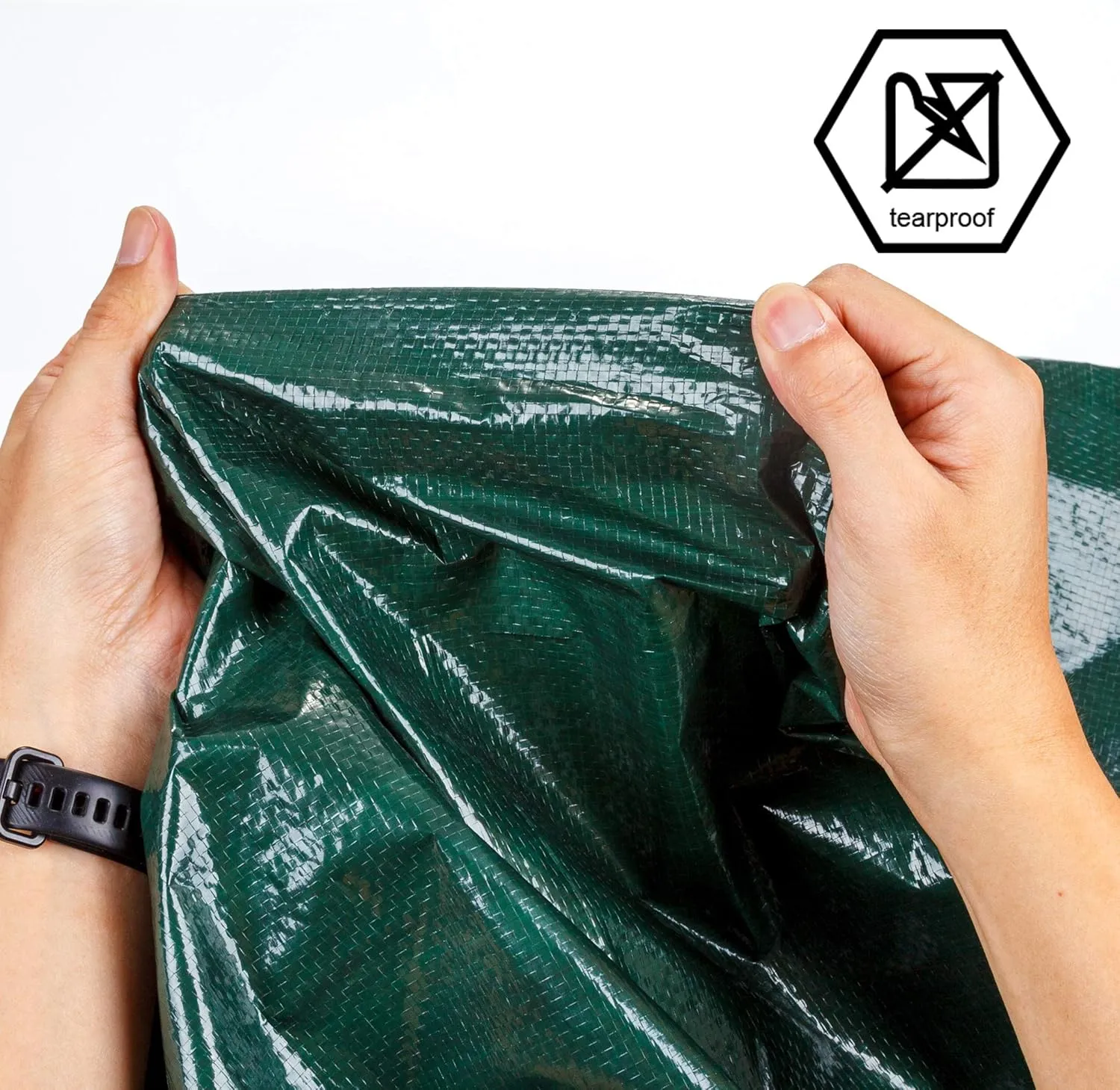 CARTMAN 2 Pack Finished Size 8x10 Feet Waterproof Green Tarp 8 Mil Thick, Multipurpose Protective Cover for Emergency Rain Shelter Camping Tarpaulin