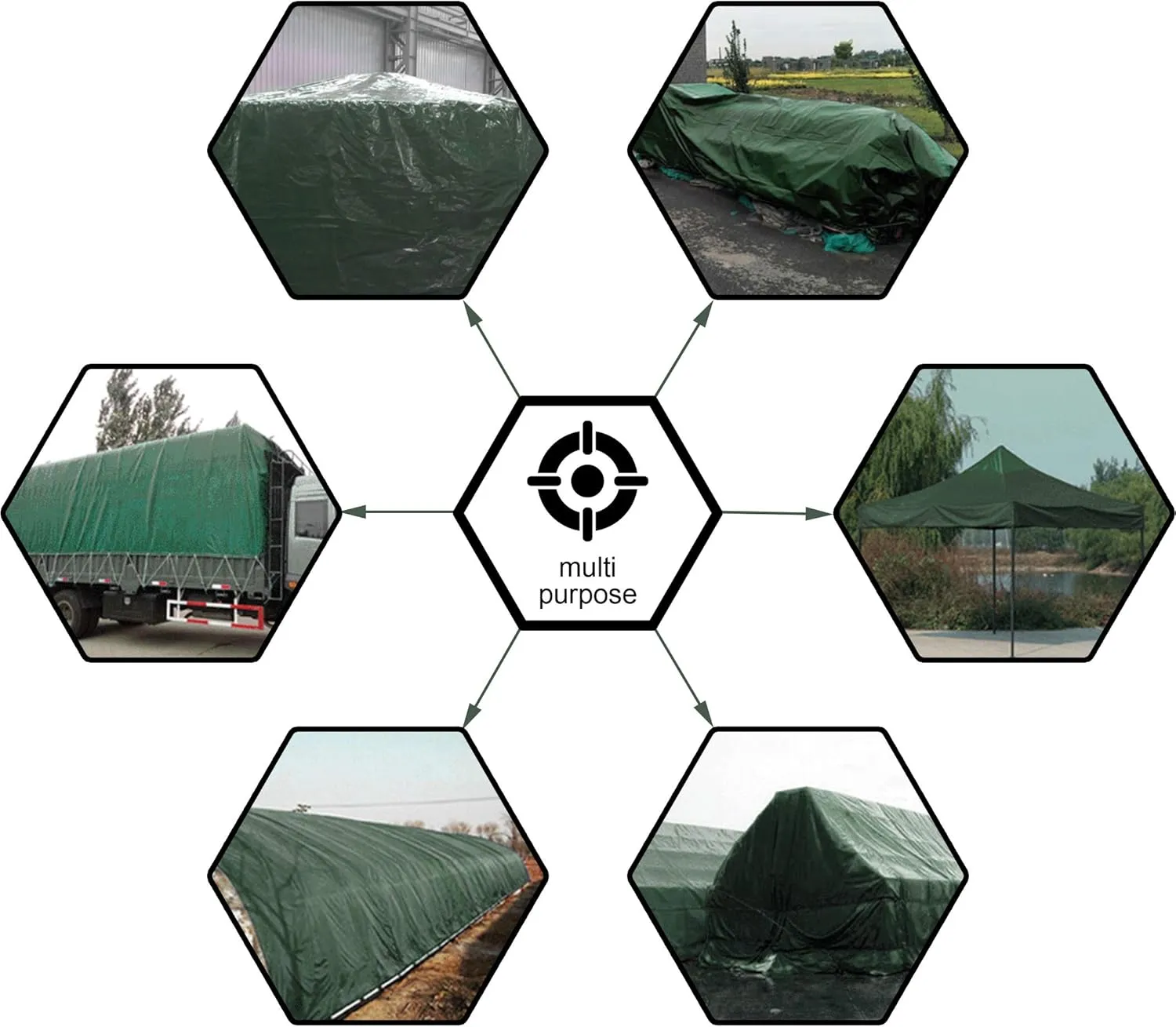 CARTMAN 2 Pack Finished Size 8x10 Feet Waterproof Green Tarp 8 Mil Thick, Multipurpose Protective Cover for Emergency Rain Shelter Camping Tarpaulin