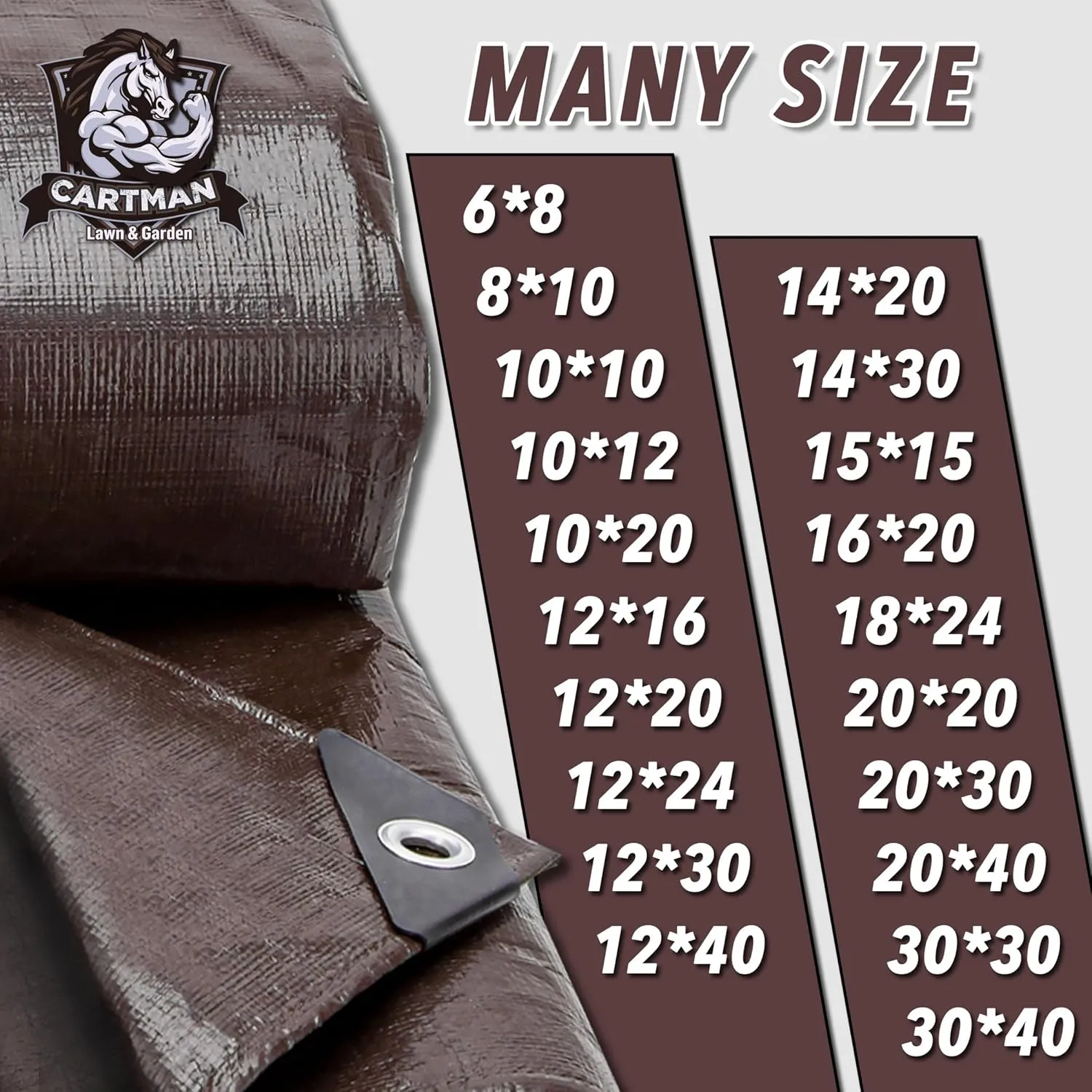 CARTMAN Finished Size 8x10 Feet Extra Thick 20 Mil Brown Ultra Heavy Duty Poly Tarp, Multipurpose Protective Cover, UV Resistant, Waterproof Poly Tarpaulin with Reinforced Edges