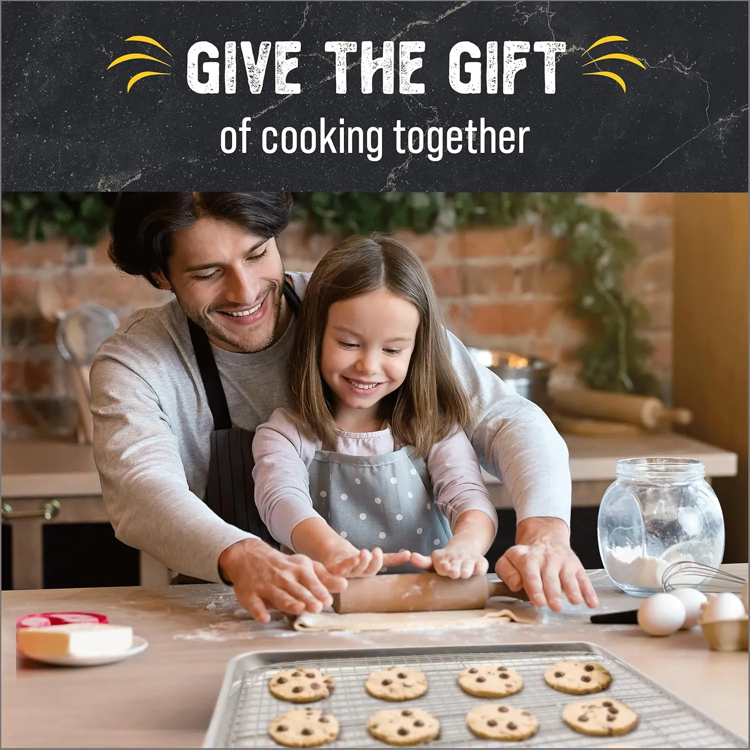 Checkered Chef Baking Sheet Pan and Cooling Rack - Half Sheet, 18" x 13" Aluminum Cookie Sheets and Stainless Steel Wire Rack for Baking