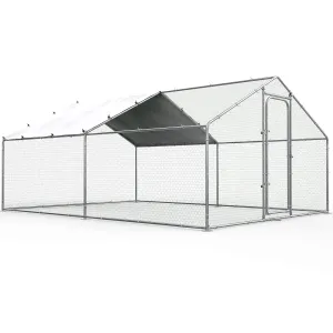 Chicken Coop Large Metal Chicken Run for Yard Chicken Pen/Cage Outdoor Walk-in Chicken House Heavy Duty Poultry Cage with Waterproof and Anti-UV Cover