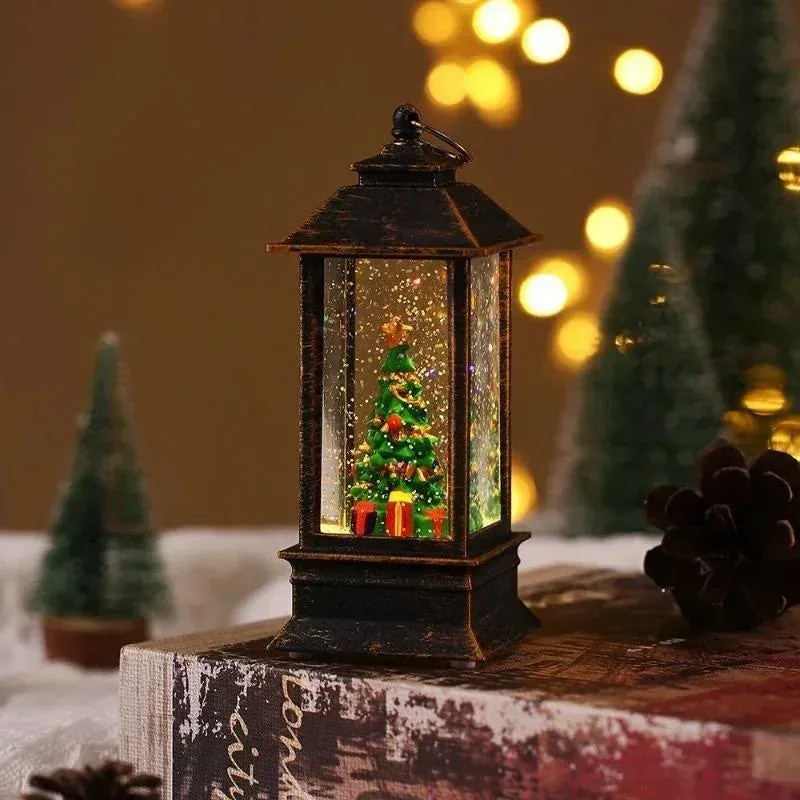 Christmas snow globe lantern|Lighted Christmas Snow Globe Lantern Battery Operated LED