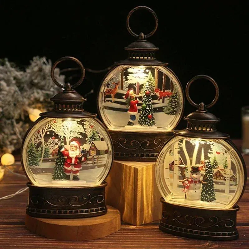 Christmas snow globe lantern|Lighted Christmas Snow Globe Lantern Battery Operated LED