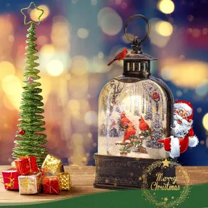 Christmas Snow Globes Musical Lantern Snow Globe with Cardinal Battery Operated Snowglobe Christmas Snow Globes Chritmas with Music Christmas Lantern Glitter Lantern Decor Gift 8 Songs 6H Timer