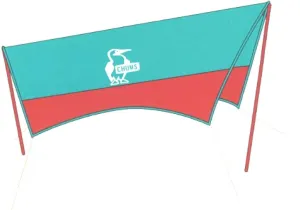 Chums CH62-1827-T010-00 Booby Hex Tarp, Teal/Red, W 187.7 x D 165.5 inches (475 x 420 cm)