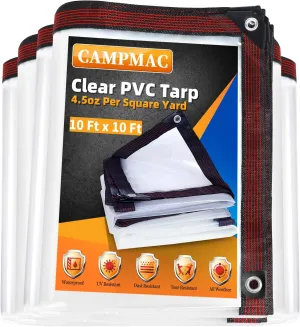 Clear Tarp 10 x 10 FT Medium Duty Waterproof New Material Tarp Cover, Grommet Every 20 Inches, for Plant, Garden, Chicken Coop, Patio