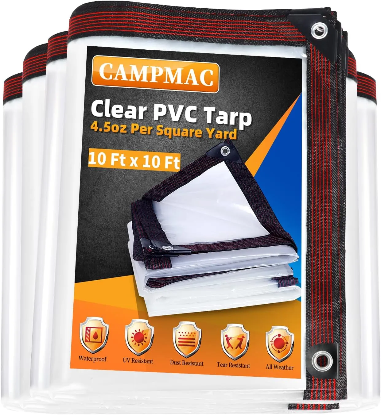 Clear Tarp 10 x 10 FT Medium Duty Waterproof New Material Tarp Cover, Grommet Every 20 Inches, for Plant, Garden, Chicken Coop, Patio