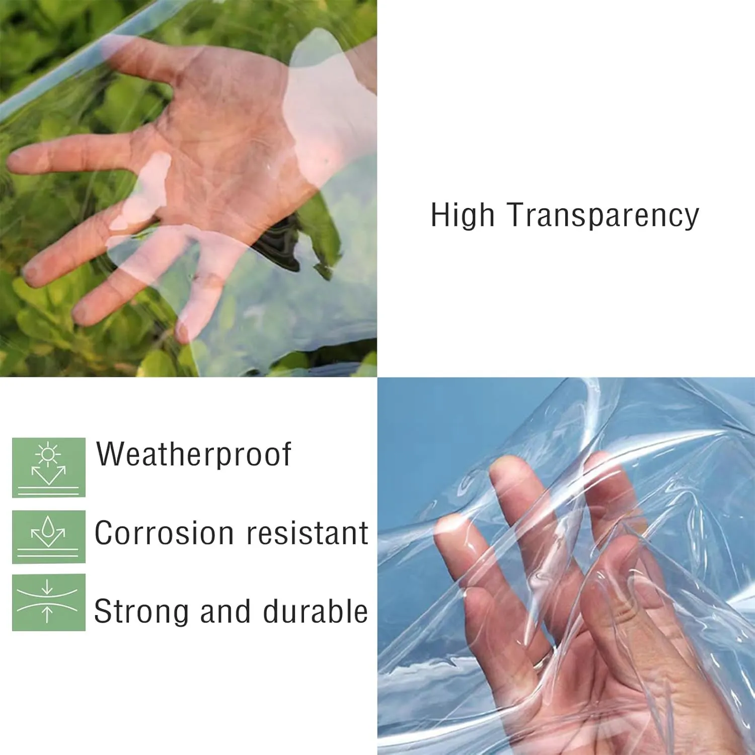 Clear Tarp, 6.5 x 10 FT Clear Tarps with Grommets, 14 Mil Thick Clear Tarps Heavy Duty Waterproof，Protects Against Water, Tear, Cold Weather Resistant for Balcony Garden，Patio ANG Porch