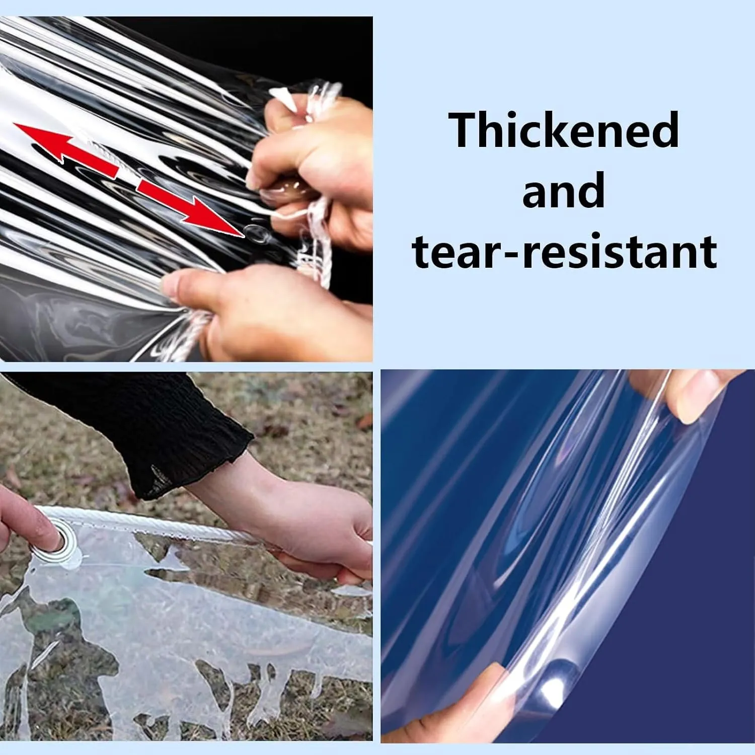 Clear Tarp, 6.5 x 10 FT Clear Tarps with Grommets, 14 Mil Thick Clear Tarps Heavy Duty Waterproof，Protects Against Water, Tear, Cold Weather Resistant for Balcony Garden，Patio ANG Porch