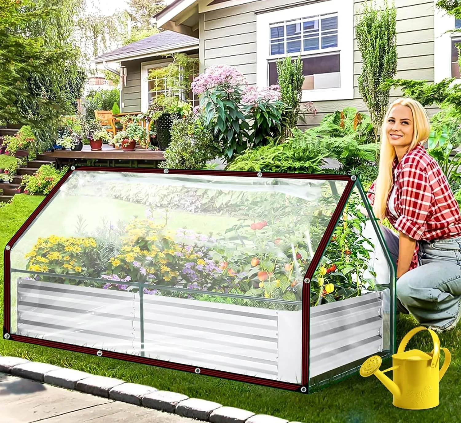 Clear Tarp - Heavy Duty Waterproof 8x10FT Plastic Tarps with Grommets Clear Vinyl Tarps for Outdoor Porches Transparent Tarpaulin for Patio Enclosure Roofs Greenhouse Plant Chicken Coop Cover