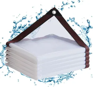 Clear Tarps with Grommets 7x10ft,Heavy Duty Waterproof Tarp Cover,Transparent PVC Vinyl Tarpaulin for Outdoor,Plant,Garden,Chicken Coop,Patio