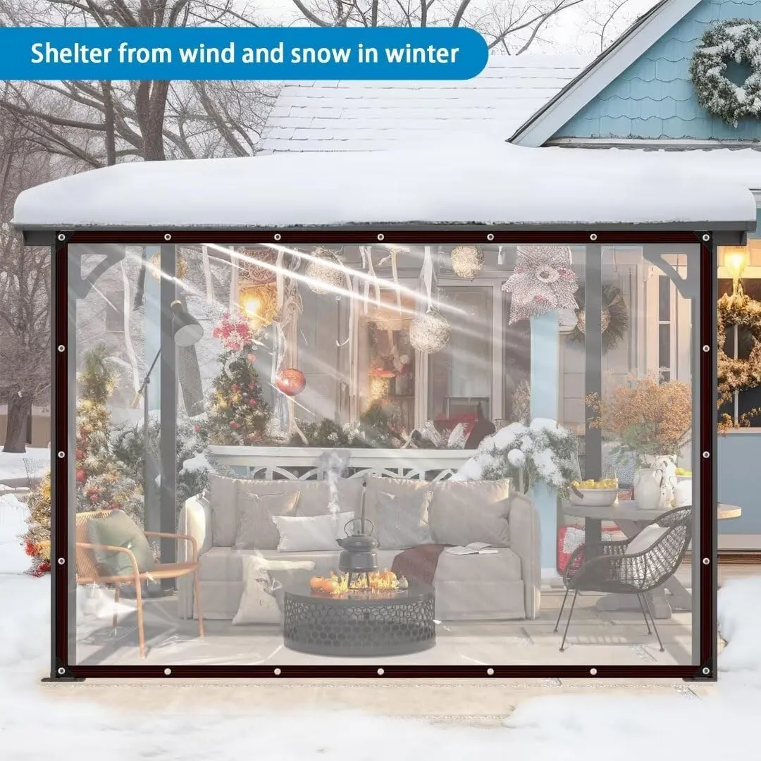 Clear Tarps with Grommets 7x10ft,Heavy Duty Waterproof Tarp Cover,Transparent PVC Vinyl Tarpaulin for Outdoor,Plant,Garden,Chicken Coop,Patio