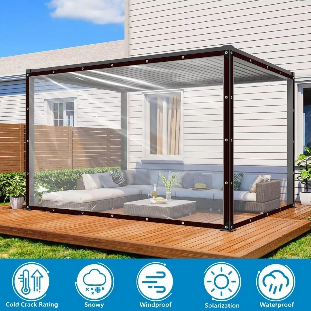 Clear Tarps with Grommets 7x10ft,Heavy Duty Waterproof Tarp Cover,Transparent PVC Vinyl Tarpaulin for Outdoor,Plant,Garden,Chicken Coop,Patio