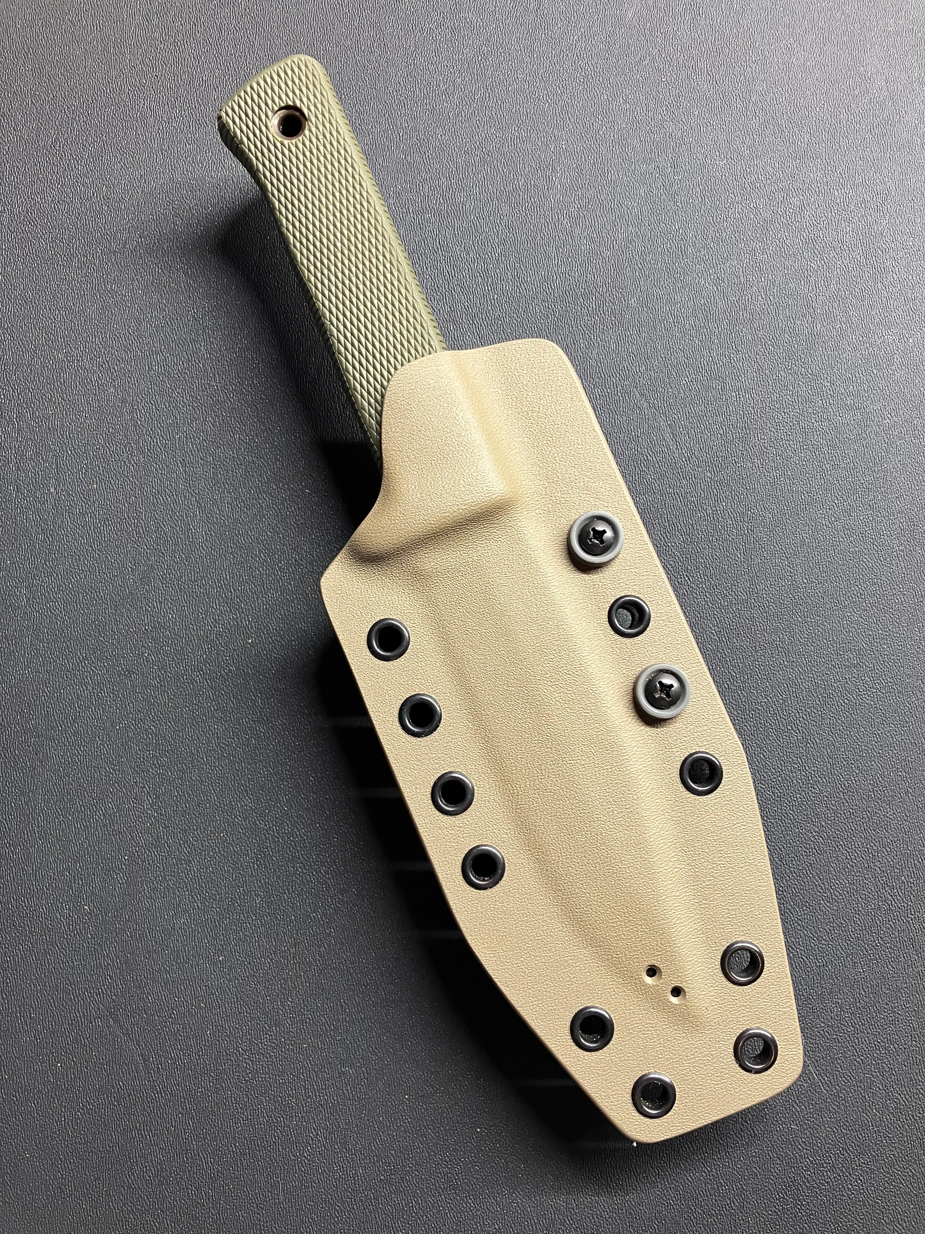 Cold Steel SRK Compact in SK5 w/ OD Green Handle   FDE/Wolf Gray Custom Sheath
