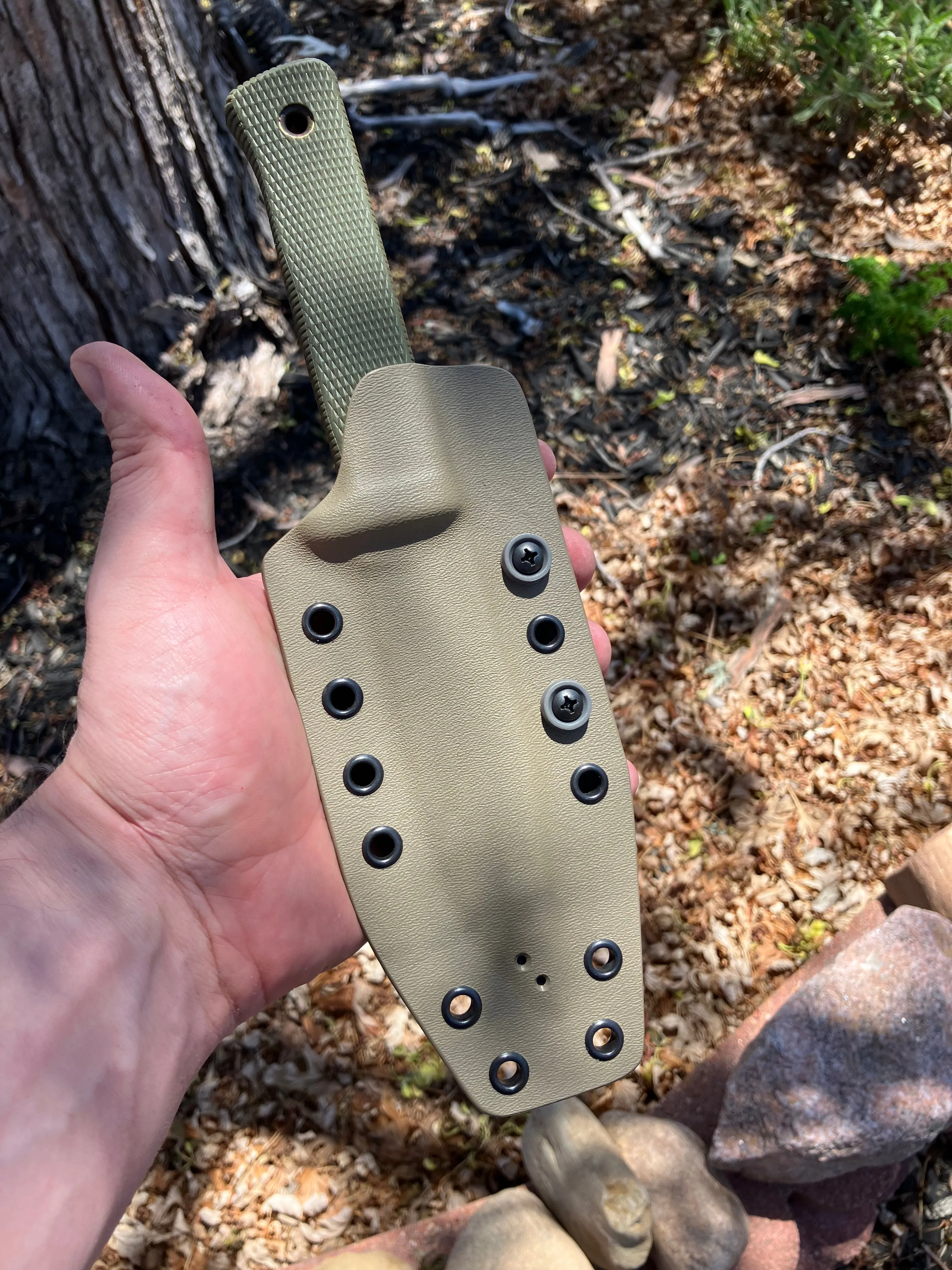 Cold Steel SRK Compact in SK5 w/ OD Green Handle   FDE/Wolf Gray Custom Sheath