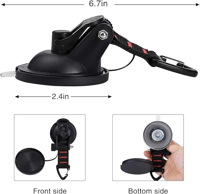 CONBOLA Suction Cups Hooks Heavy Duty Camper Accessories Car Camping Essentials Tie Down 2 Pieces Suction Cup with Securing Hook Strong Power for Car Awning Boat SUV Tent Window Glass..(2 pcs)