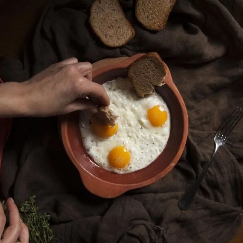 Cooking Clay Egg Pan, Earthenware Omelet Pan Sahan, 10 in