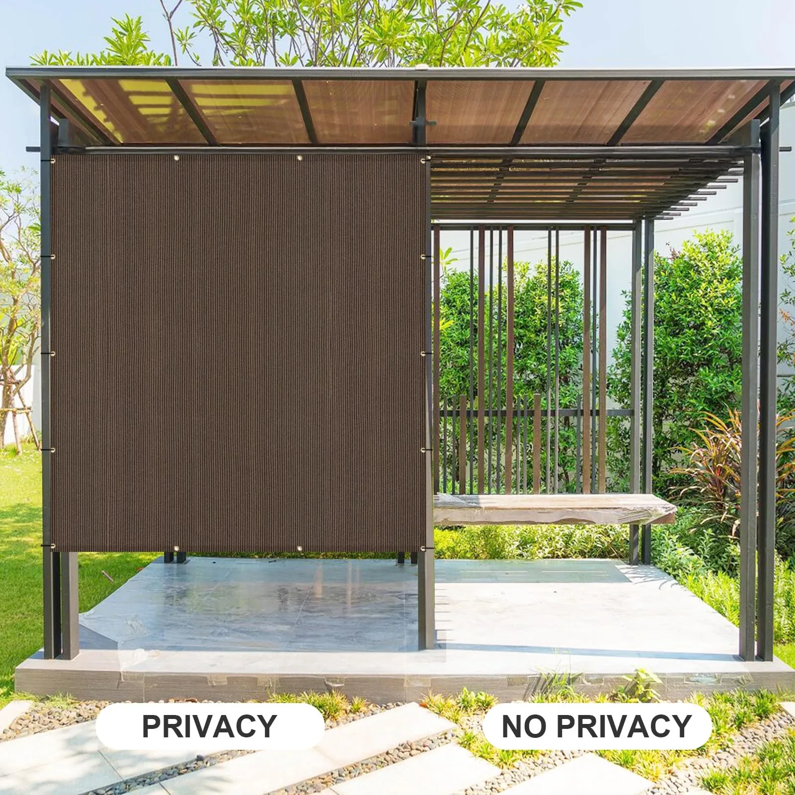 Cool Area Sun Shade Cloth with Grommets 10×15 FT Shade Panel Shade Tarp Screen Fabic for Outdoor Patio Pergola Cover Deck Garden, Brown (Customized)
