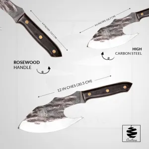 COOLINA Vikings Duo Butcher & Cleaver Knife Set - Hand-Forged High-Carbon Steel, Razor Sharp, Full Tang, Wood Handle, Perfect for BBQ, Meat & Veggies, Great Gift for Grill Masters
