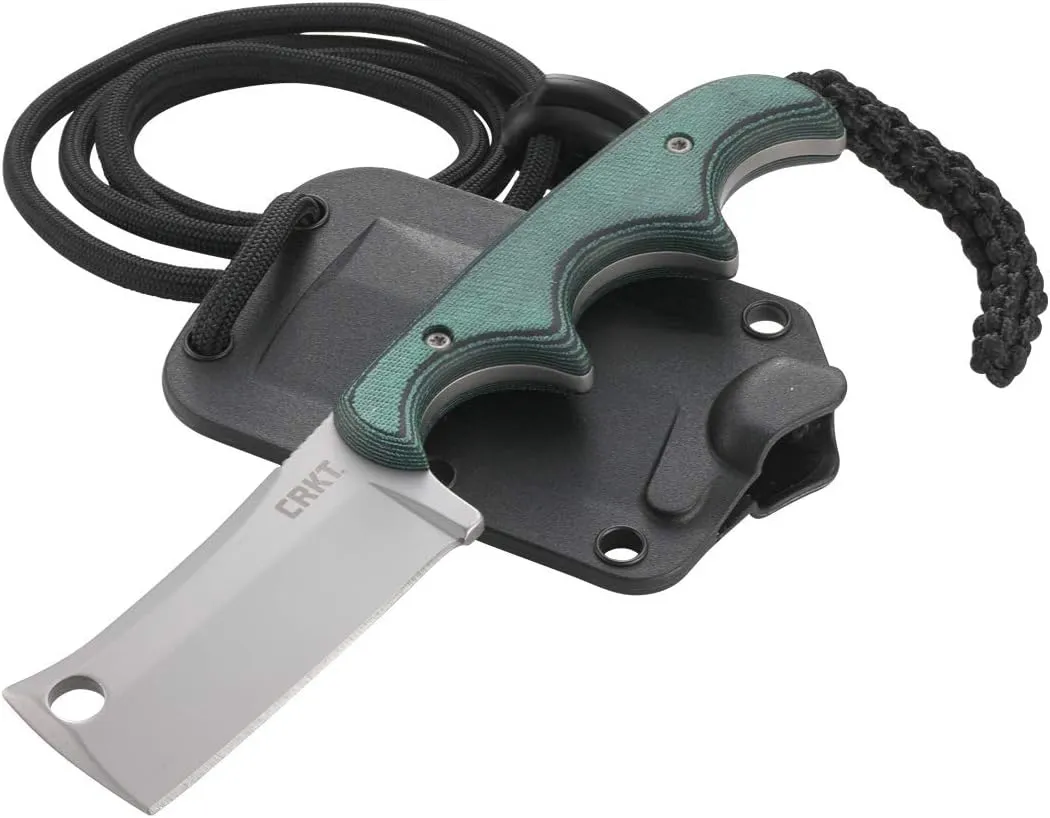 CRKT Minimalist Cleaver EDC : Compact Everyday Carry Fixed Blade , Folts Utility Knife with Bead Blast Finish, Resin Infused Fiber Handle, and Sheath 2383