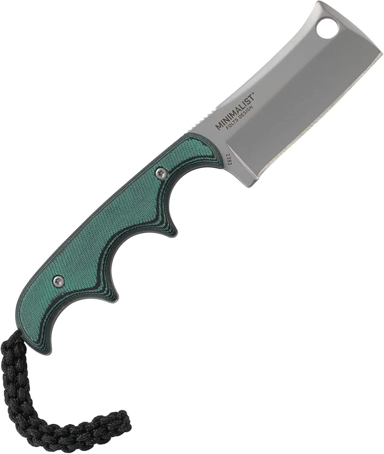 CRKT Minimalist Cleaver EDC : Compact Everyday Carry Fixed Blade , Folts Utility Knife with Bead Blast Finish, Resin Infused Fiber Handle, and Sheath 2383