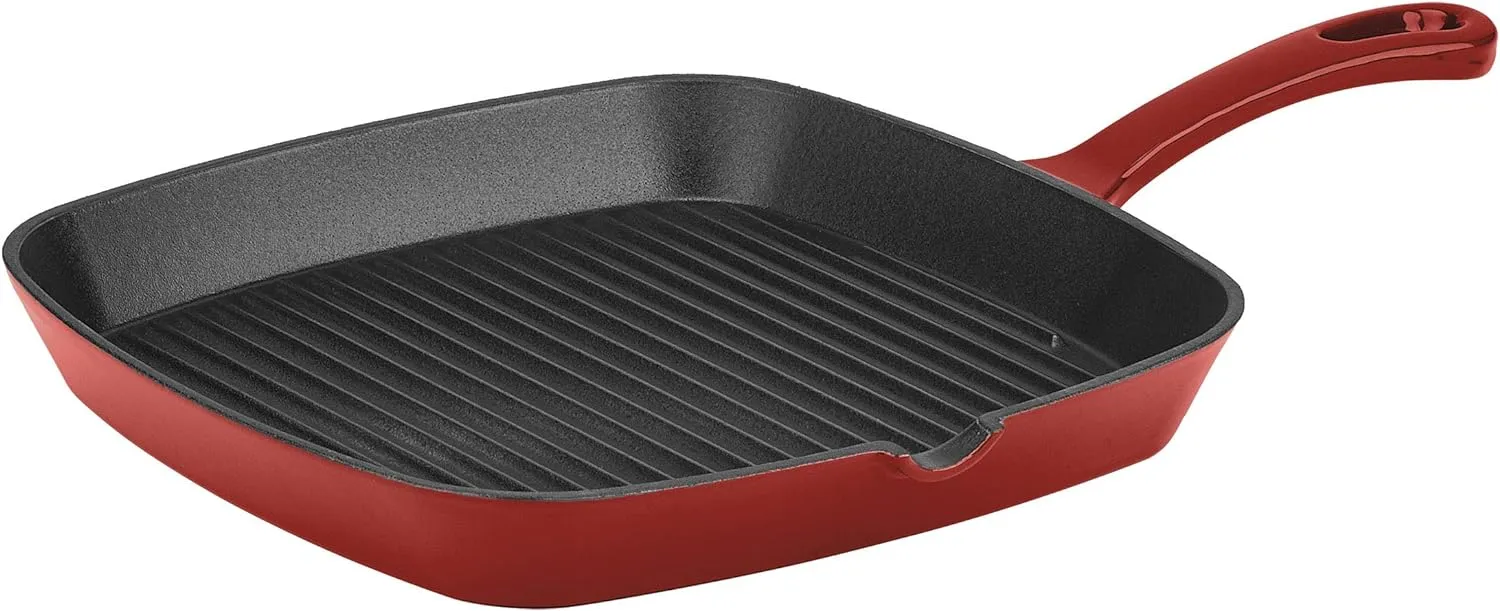 Cuisinart CI30-23CR Chef's Classic Enameled Cast Iron 9-1/4-Inch Square Grill Pan, Cardinal Red