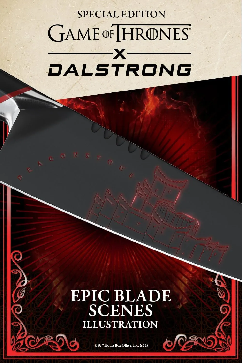 Dalstrong 8 inch Chef Knife- Game of Thrones™ Knife - House Targaryen™ Edition - German Premium Steel - Professional G10 Handle -Collection Item Toughbuilt Knife- w/Sheath