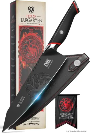 Dalstrong 8 inch Chef Knife- Game of Thrones™ Knife - House Targaryen™ Edition - German Premium Steel - Professional G10 Handle -Collection Item Toughbuilt Knife- w/Sheath