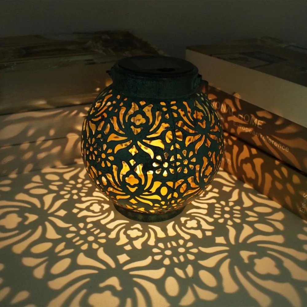 Decorative Solar Lantern | Floral Cut-Out Shadow Projector