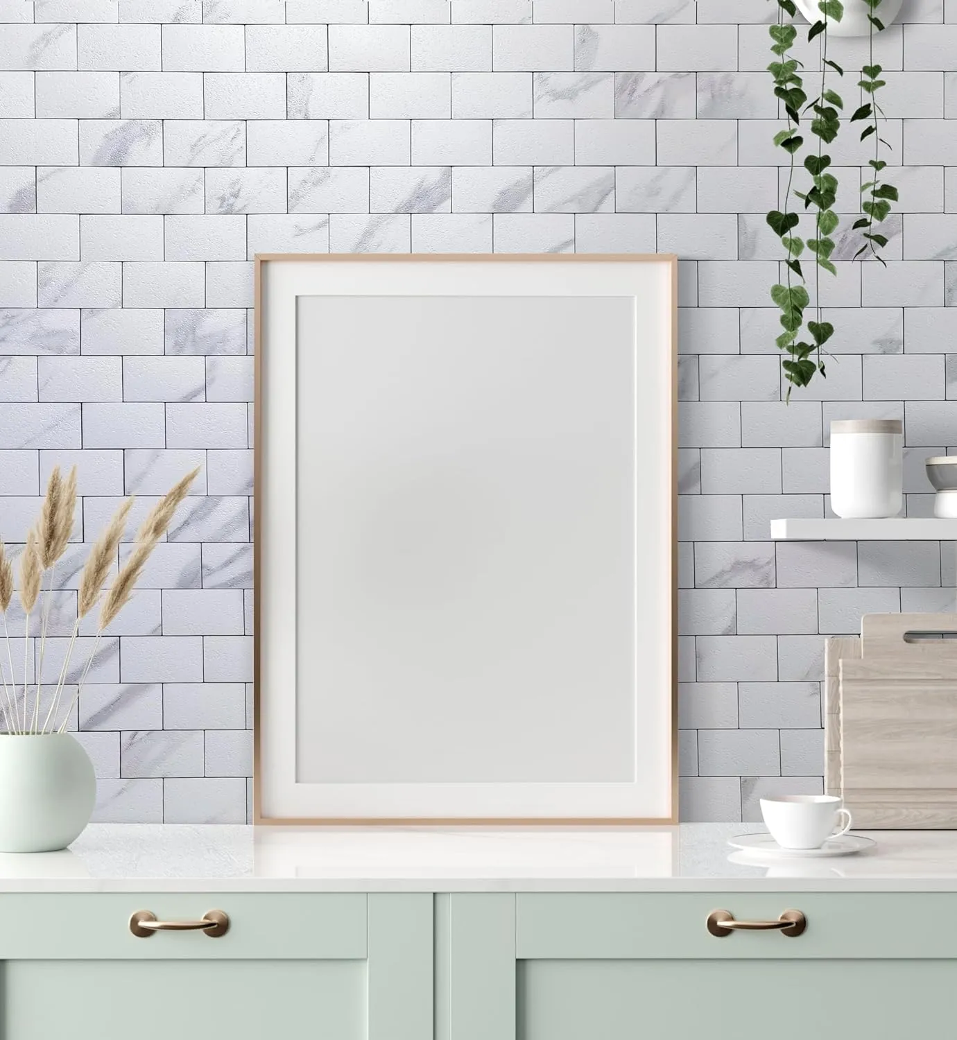 DICOFUN White Marble Peel and Stick Backsplash Wall Tiles, 12"x12" Thick PVC Subway Tile for Kitchen Backsplash, 10