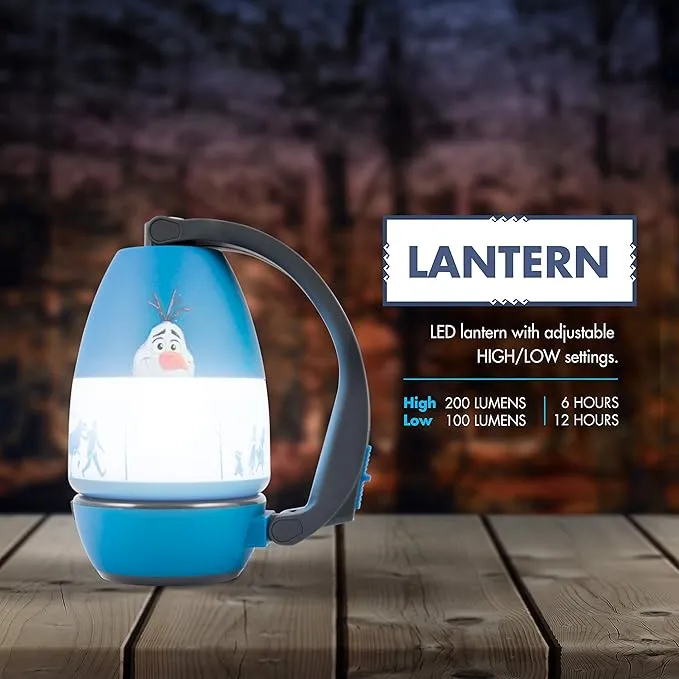 Disney Frozen Olaf 3-in-1 LED Lantern, Single-Pack, Night Light, Battery Operated, 200 Lumens, High/Low/Off, Flashlight, Desk, Table Top, Camping, Travel, Bedroom, 46627