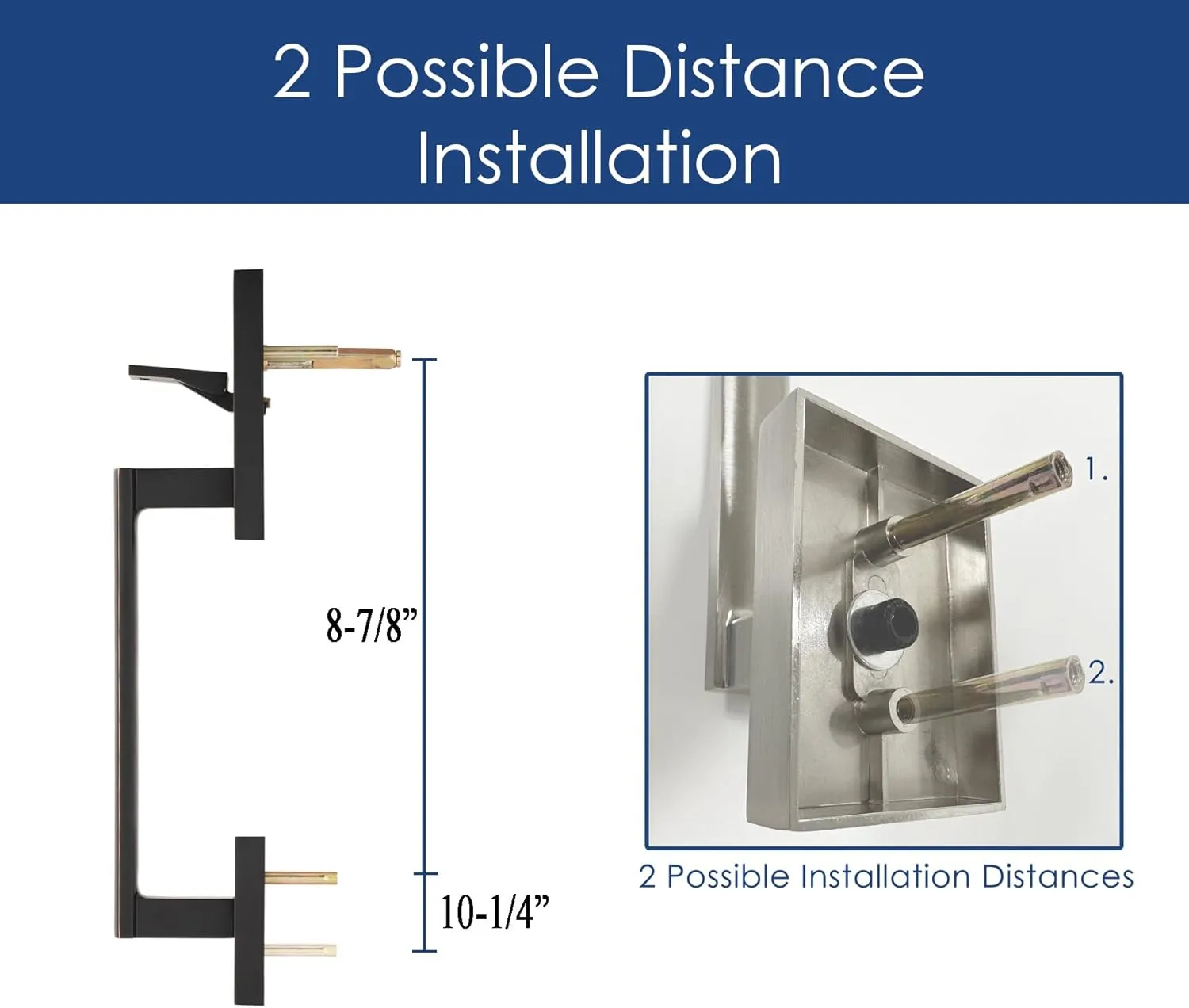 Double Door Handle Sets with Single Cylinder Deadbolt, Rectangular Adjustable Entry Door Lock Sets with Dummy (Arch Lever, Oil Rubbed Bronze)