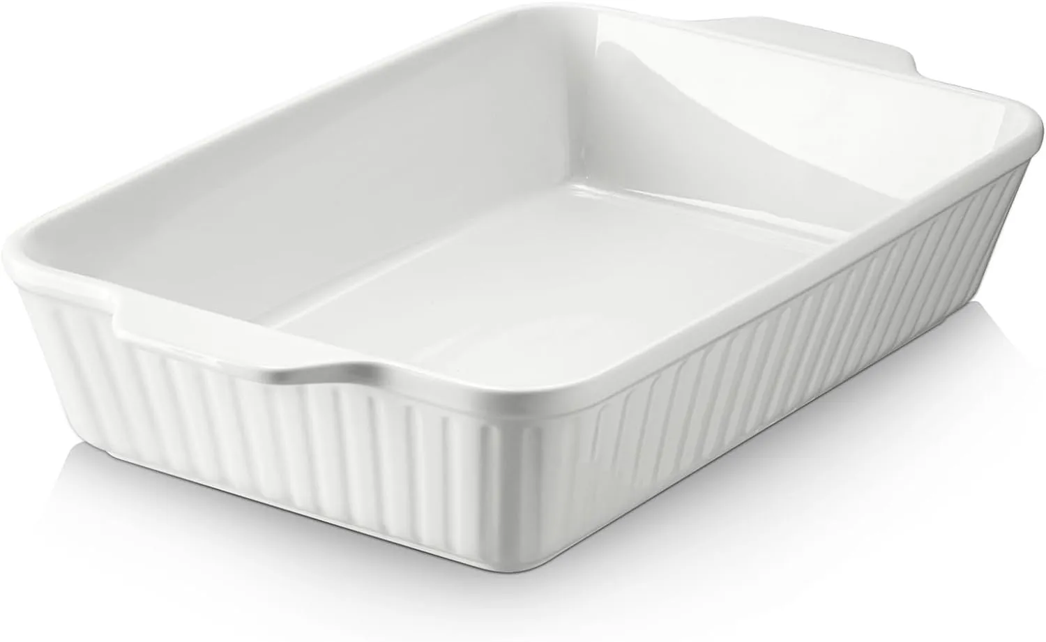 DOWAN Casserole Dish, 9x13 Ceramic Baking Dish, Large Lasagna Pan Deep for Oven, 4.2 Quarts Baking Pan with Handles, Oven Safe and Durable Bakeware for Lasagna, Home Decor, Wedding Gift, White