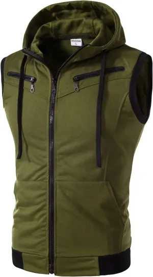 Down Vest Men with Pocket Cardigan Collar High Men's Zip Vest Men's Coats Jackets Fleece Jacket Men Mens Vest Black