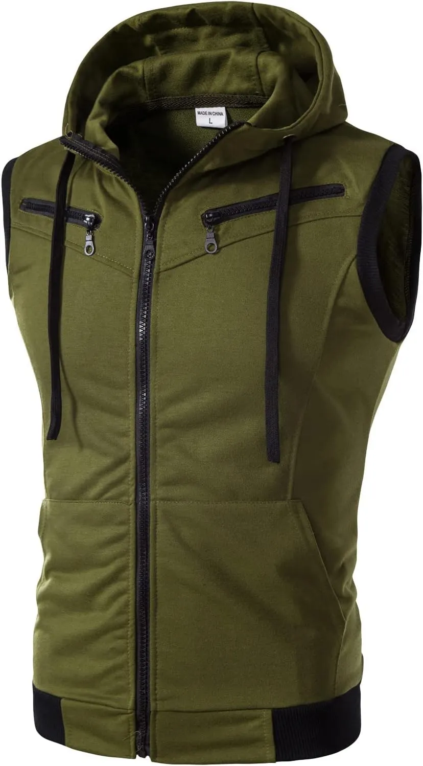 Down Vest Men with Pocket Cardigan Collar High Men's Zip Vest Men's Coats Jackets Fleece Jacket Men Mens Vest Black